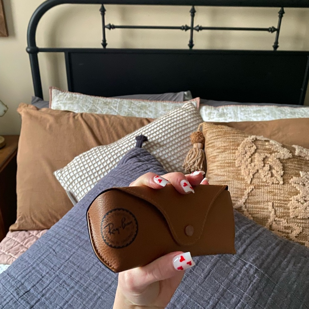 Ray-Ban Brown Leather Glasses Case — OS